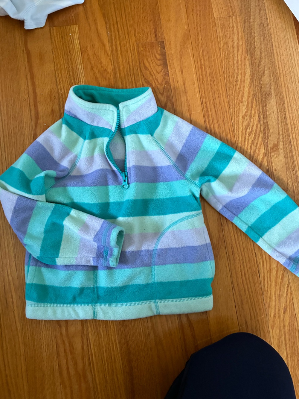 Sonoma Girls Mint, Teal & Lavender Striped Half-Zip Fleece Pullover